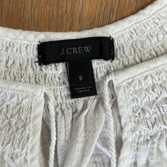 J. CREW White Cotton Smocked Flutter-Sleeve Mini Dress - Swim Cover-Up - Small - Picture 13 of 15